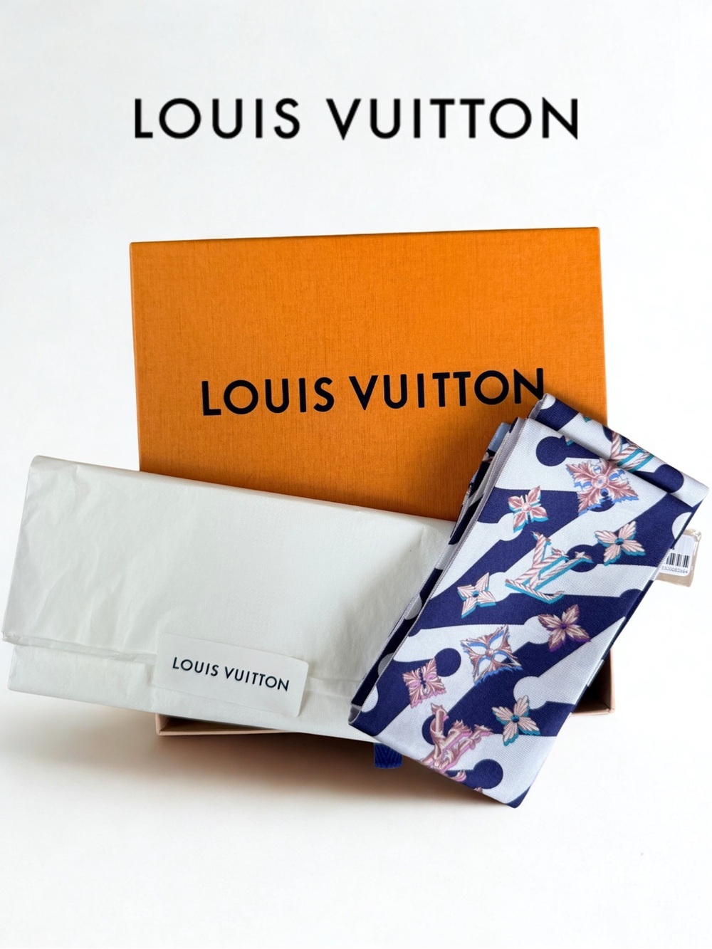 Louis Vuitton "Into Louis" Silk Bandeau – Bleu Gris – NIB/NWT